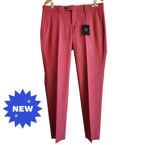 35x30 Rose Pink Pants New Jos A Bank Skinny Fit Pant Polyester Nwt Mens Magenta - Picture 1 of 17